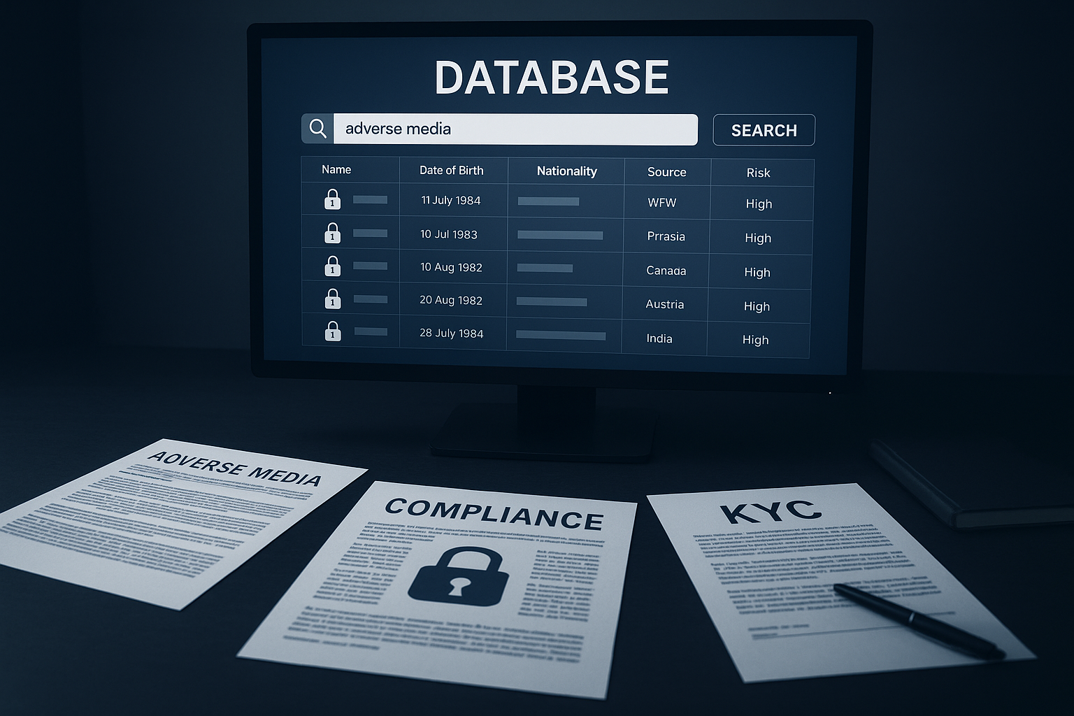 KYC compliance database adverse media dispute World-Check LexisNexis